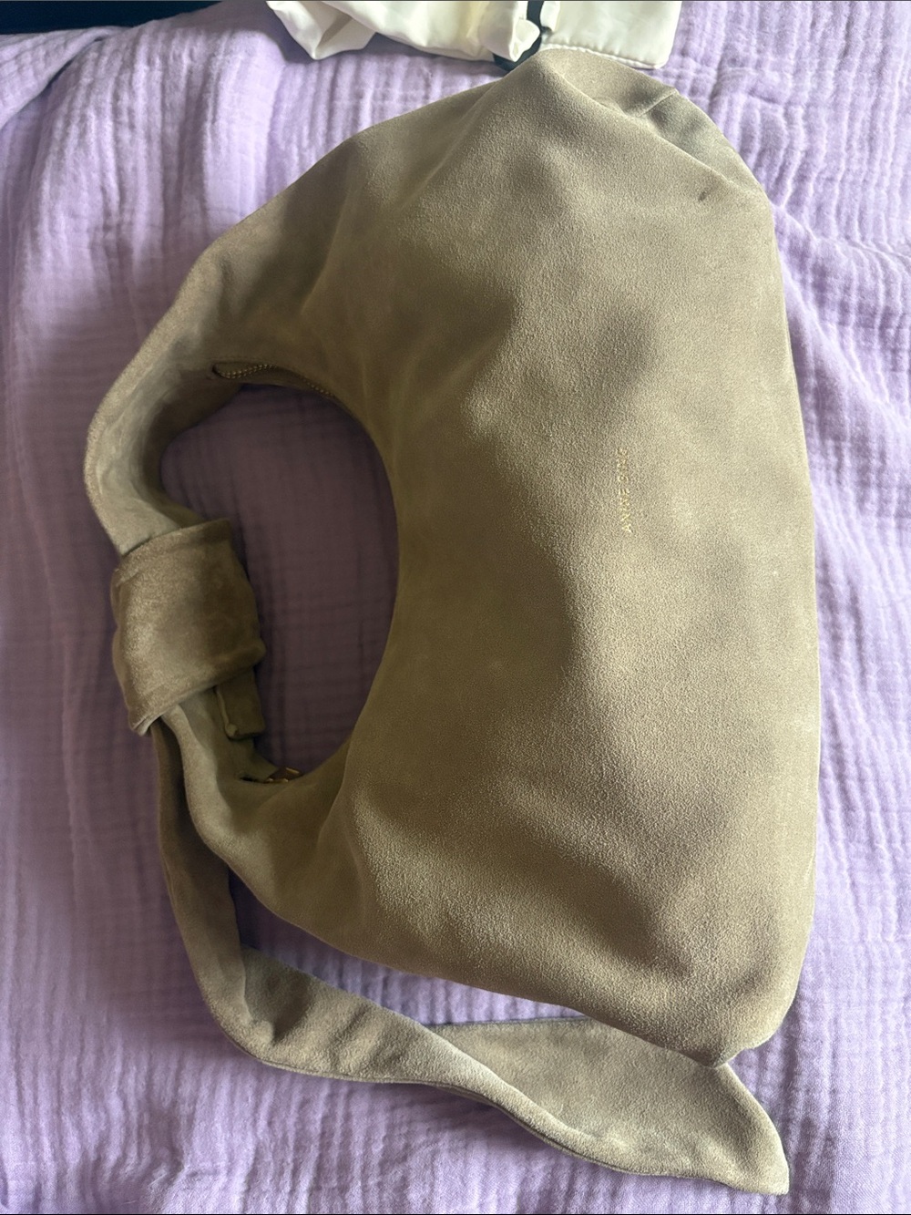 Anine Bing Suede Hobo Shoulder Bag in Taupe